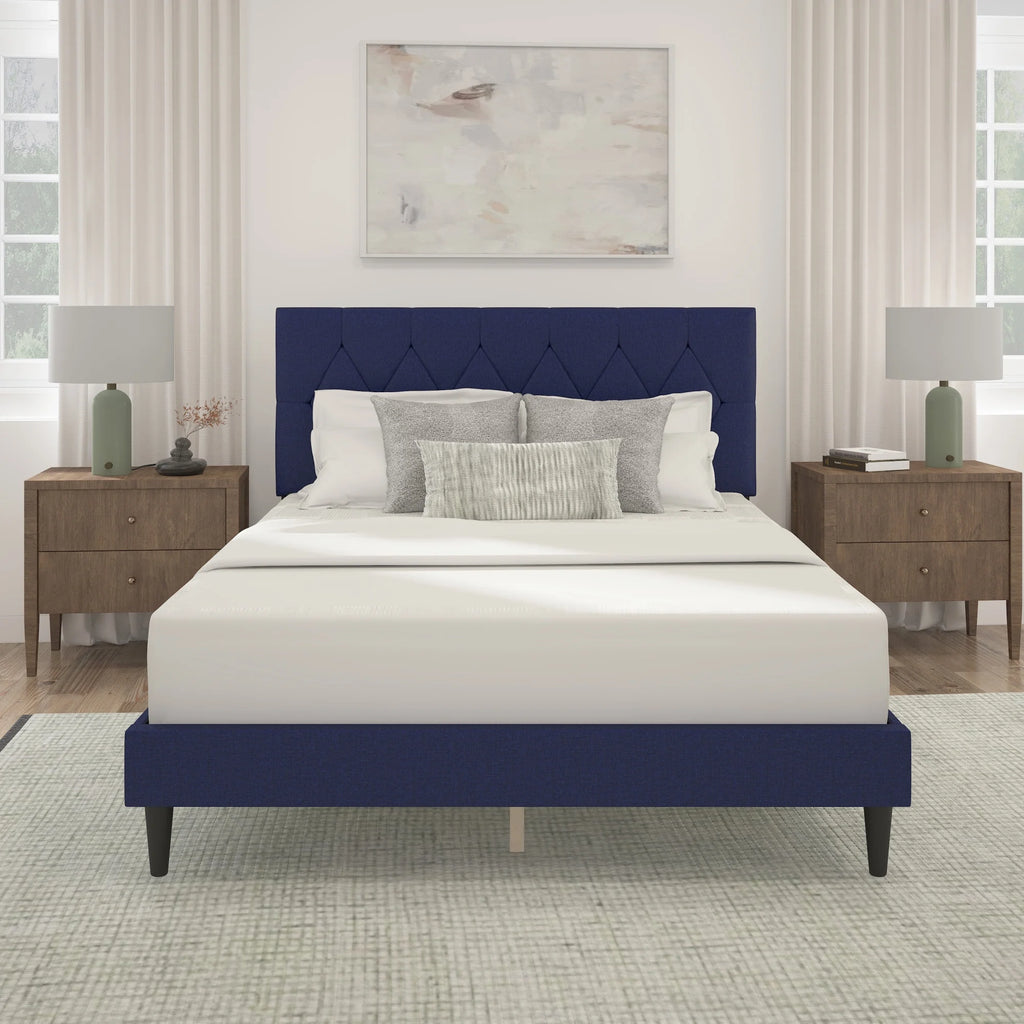 Gray Diamond Tufted Upholstered Queen Platform Bed N5264