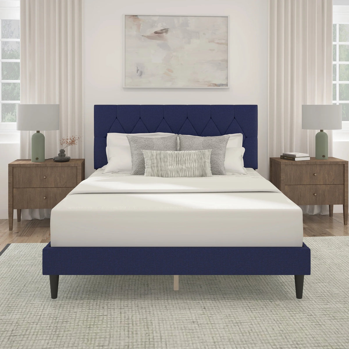 Gray Diamond Tufted Upholstered Queen Platform Bed N5264