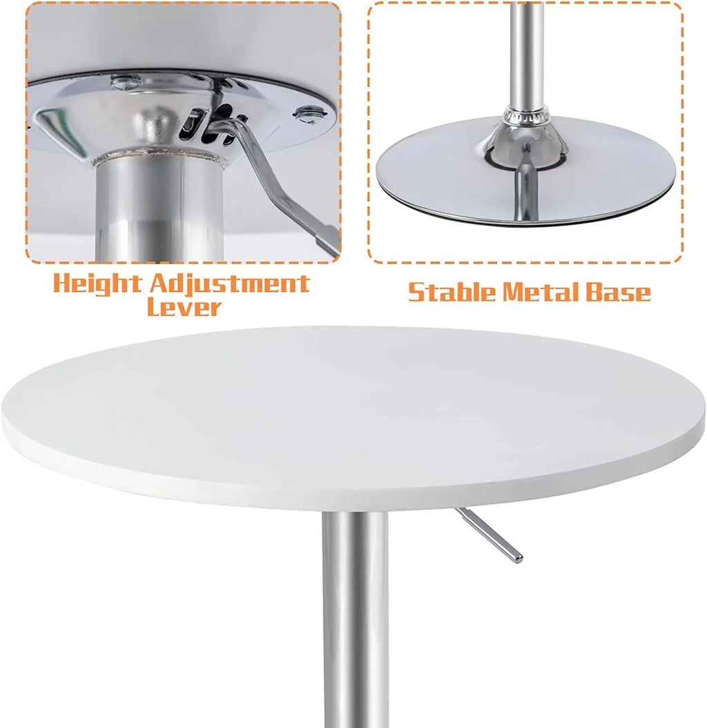 White Adjustable Height Round Bar Table I2717