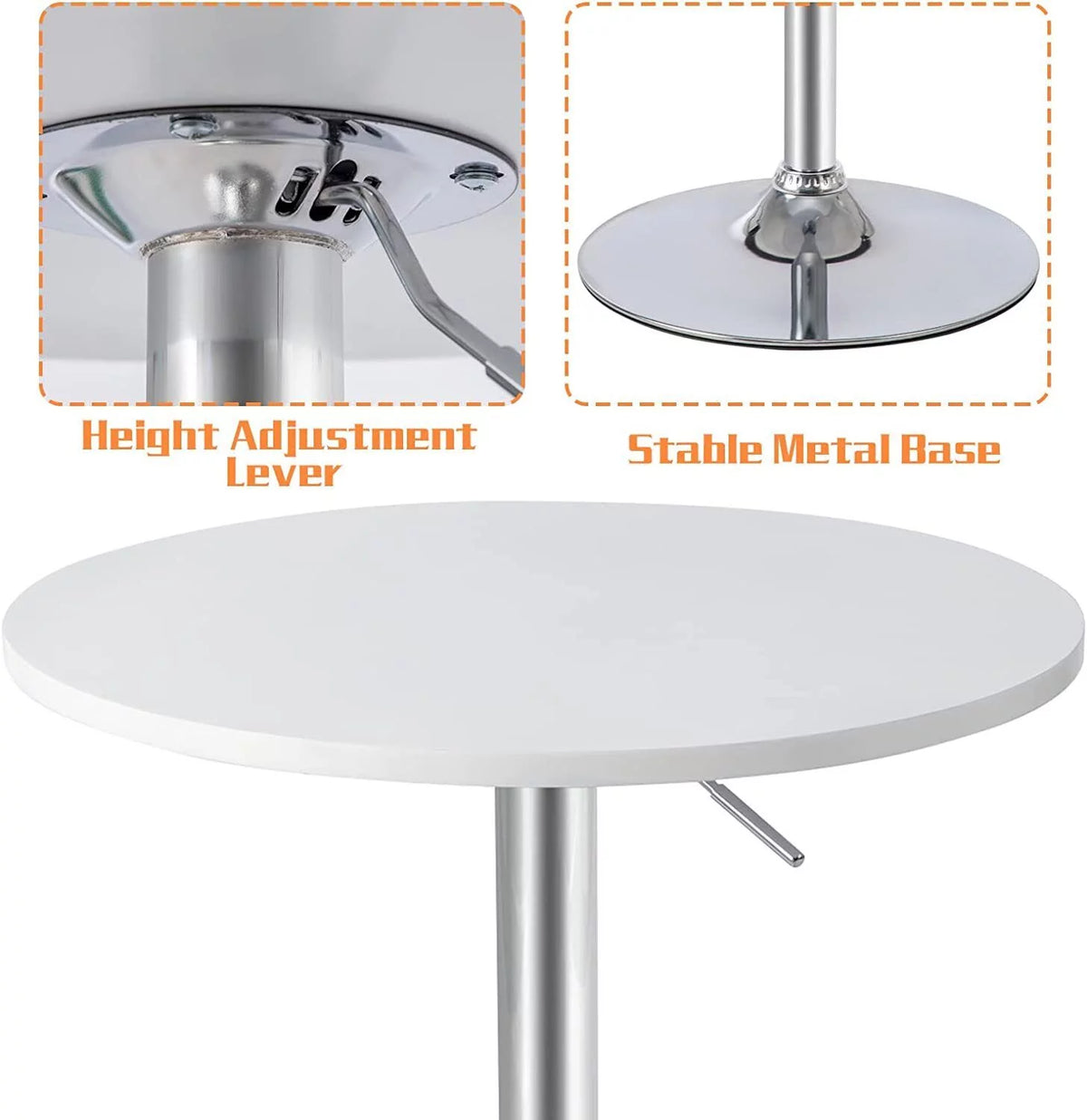 White Adjustable Height Round Bar Table I2717