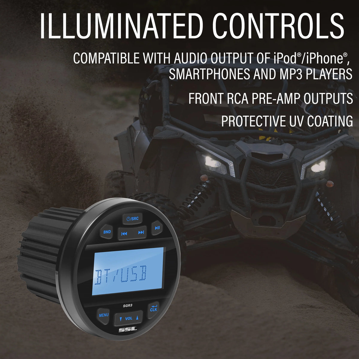 IPX6 Bluetooth Marine Stereo System with 6.5 Inch Speakers C190129
