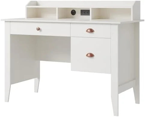 Black Computer Desk with USB Charging Port and Drawers J981990