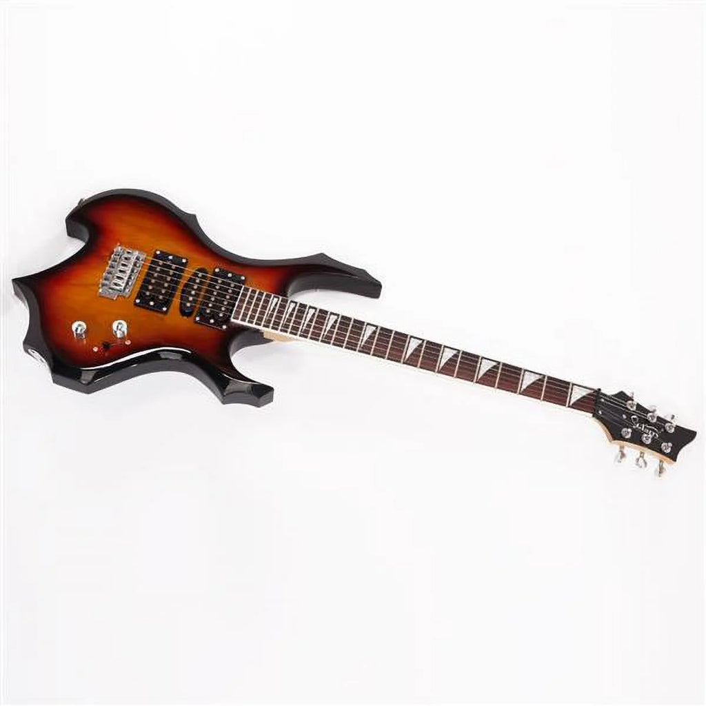 Flame Shaped Electric Guitar with 20W Sound HSH Pickup Sunset Color D4152