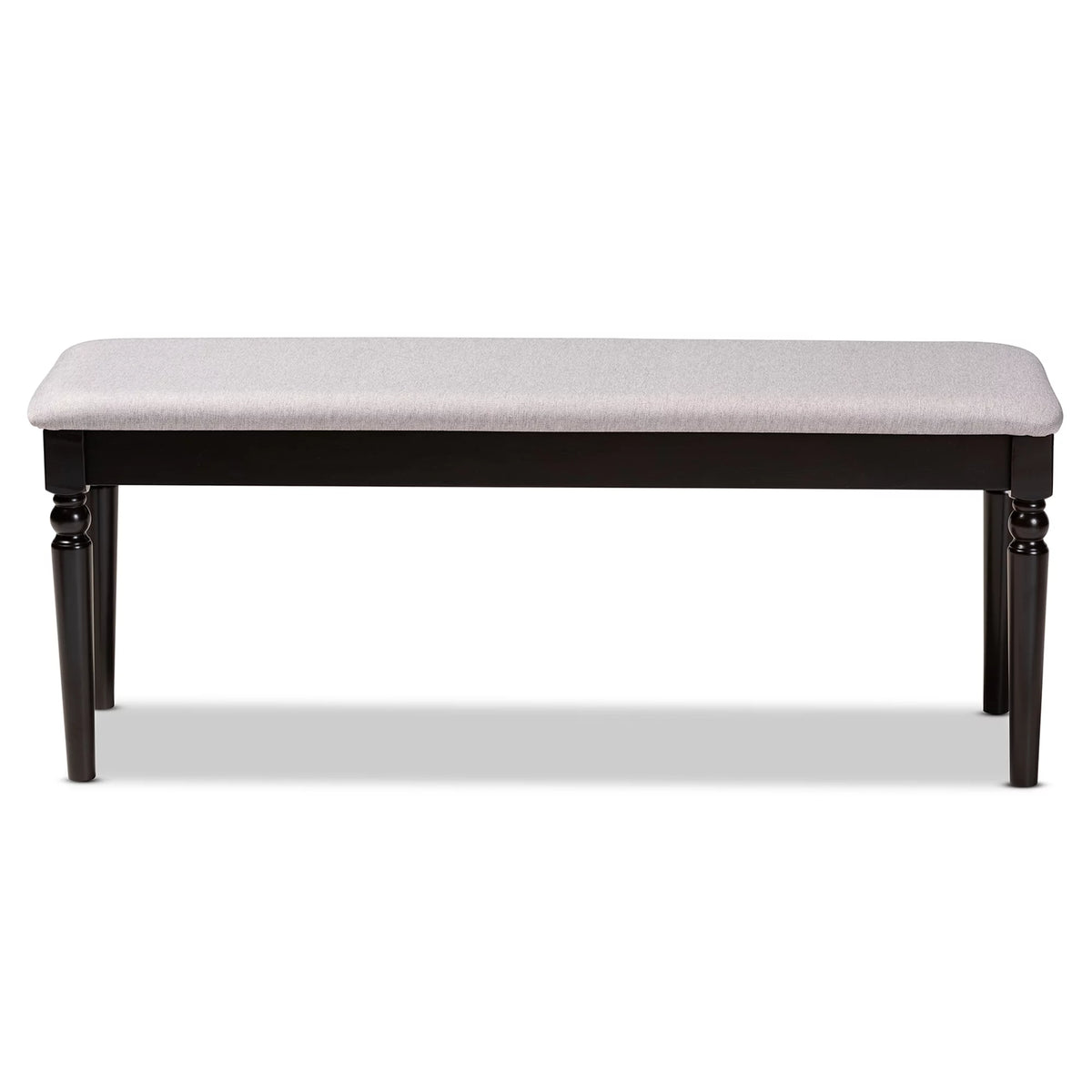 Grey Fabric Upholstered Dark Brown Wood Dining Bench L867106