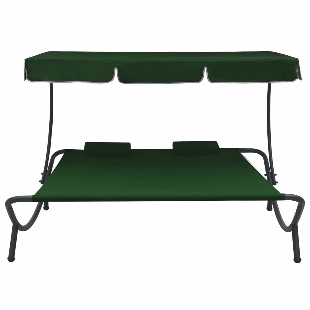Outdoor Bed with Canopy and Pillows Green E514