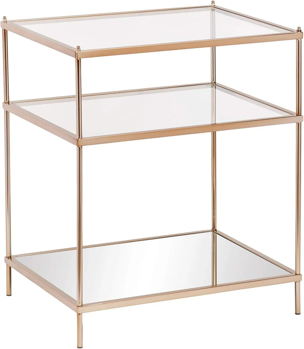 Mirrored Side Table, 3-Tier, Copper N8209
