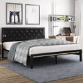 Twin Size Metal Bed Frame with Upholstered Headboard D9605