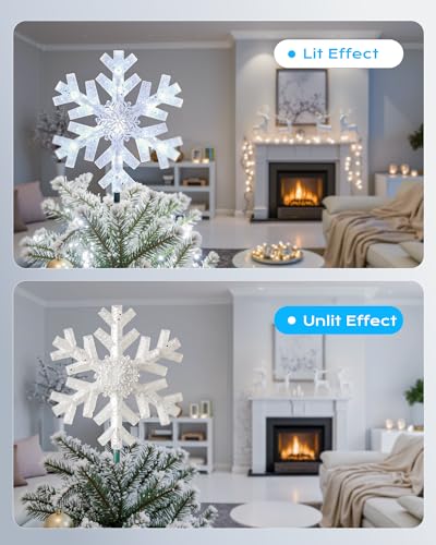 Lighted 3D Snowflake Star Christmas Tree Topper with 15 Bulbs T779461