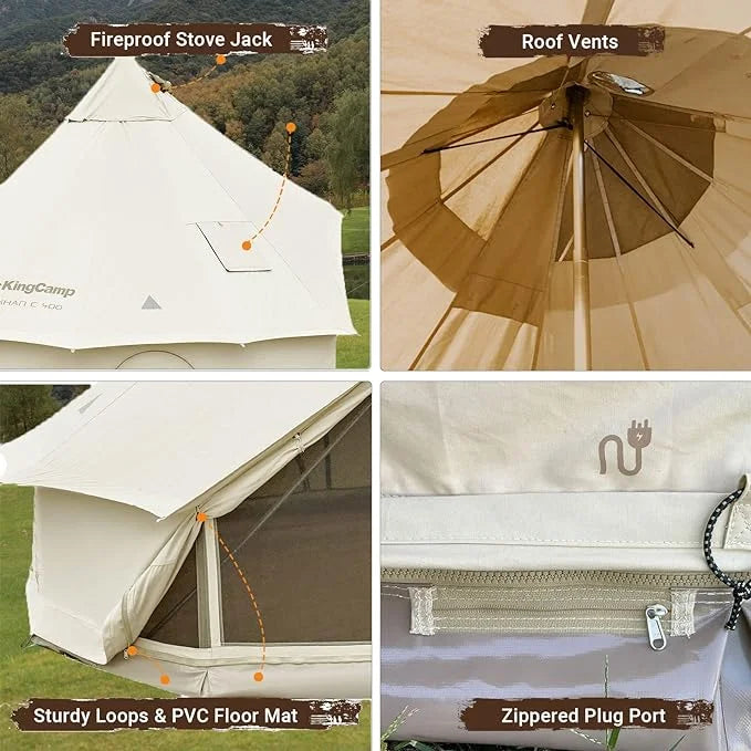 Canvas Bell Tent with Stove Jack Hole, 8-People 4 Seasons P34509