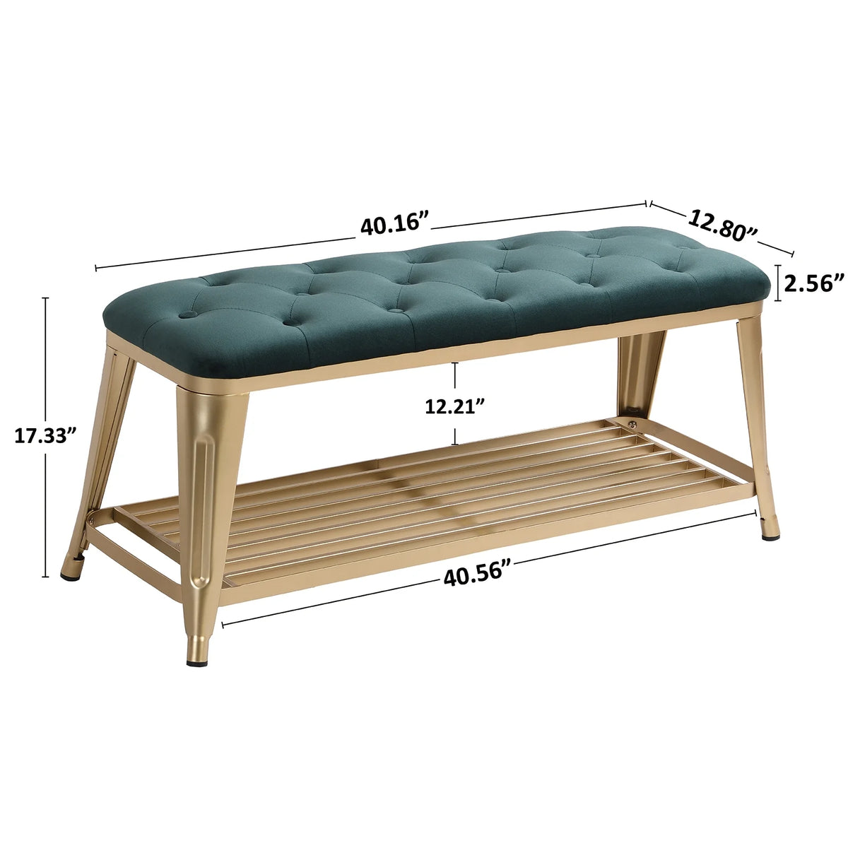 Shoe Storage Bench with Velvet Seat and Gold Legs P12579