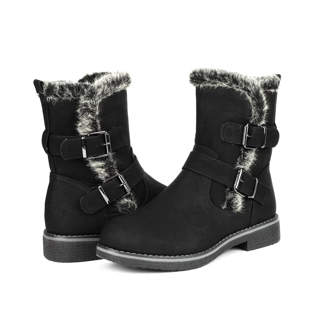 Black Mid Calf Winter Snow Boots X979763