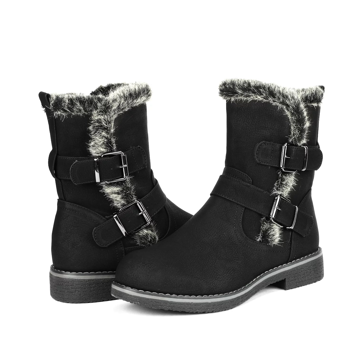 Black Mid Calf Winter Snow Boots X979763