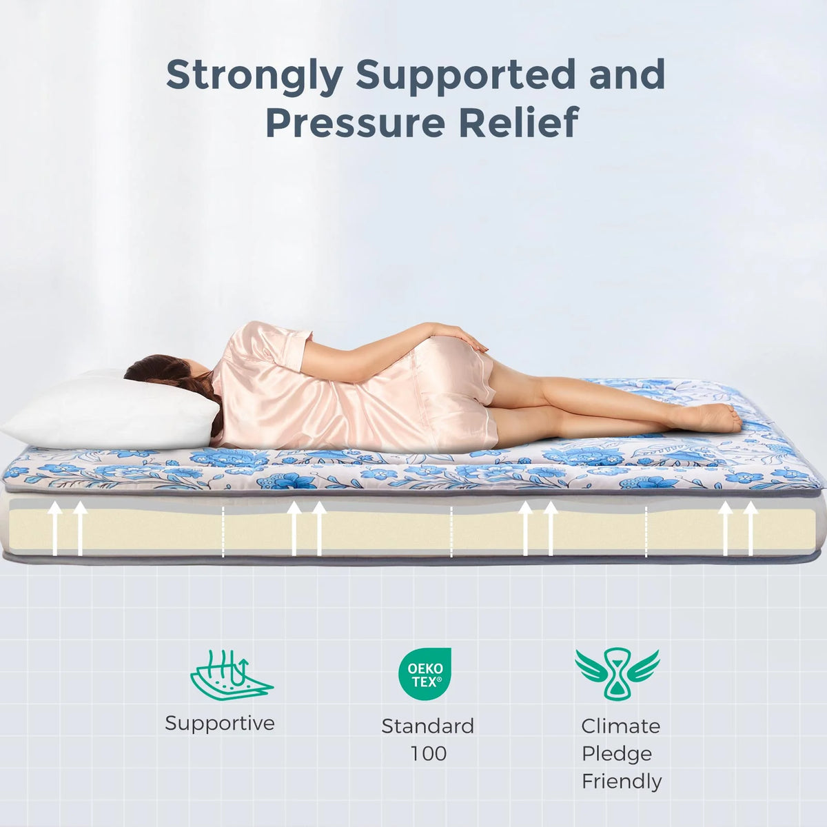 6 Extra Thick Foldable Japanese Floor Mattress, Black, Twin E729