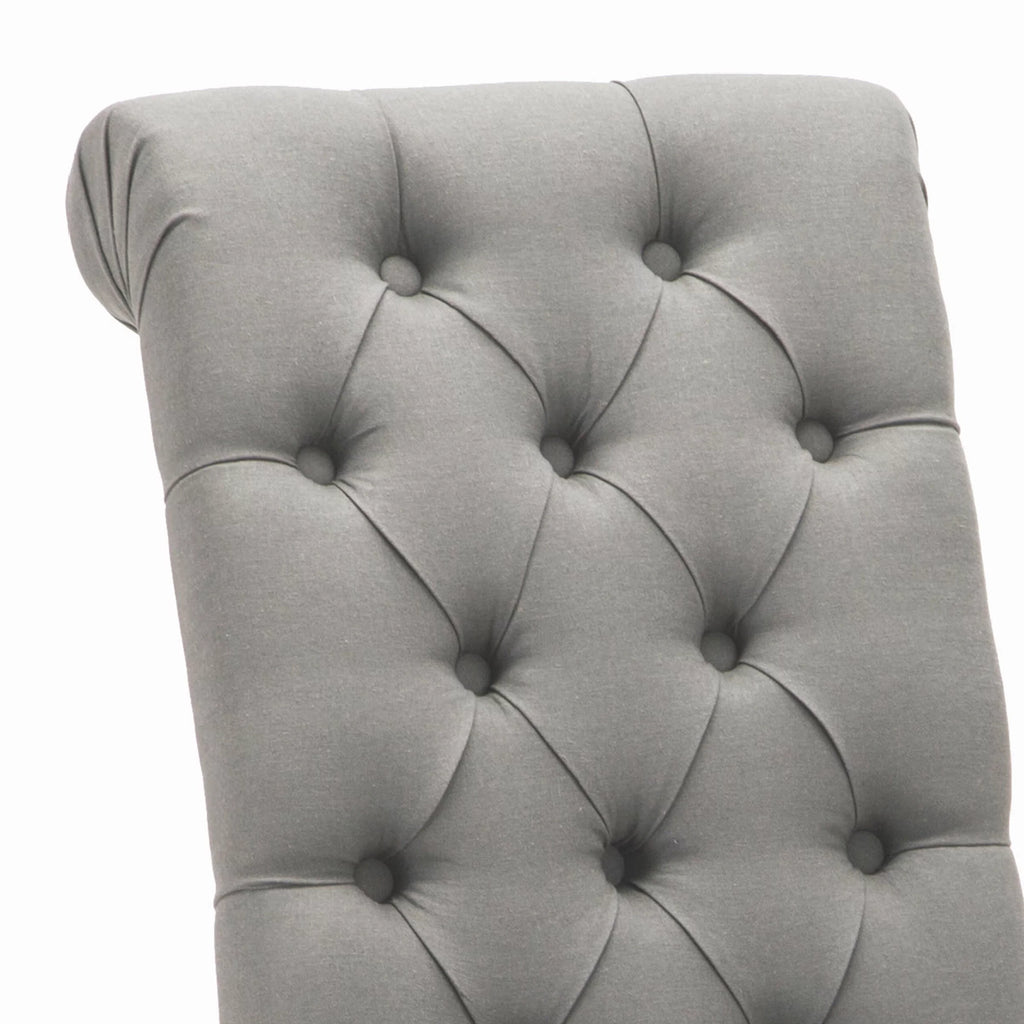 Grey Linen Fabric Tufted Dining Chair Set of 2 T18454