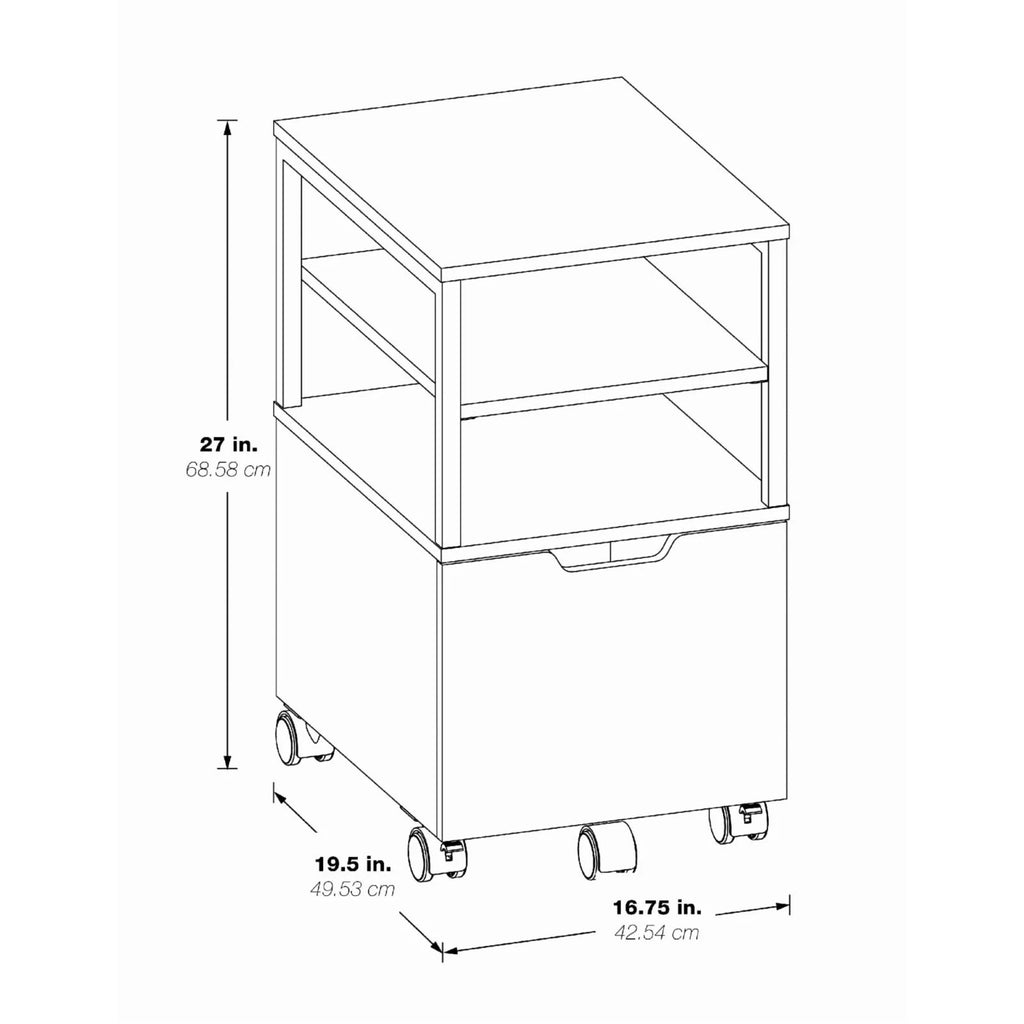 Wood 1-Drawer Mobile Storage Cart N678