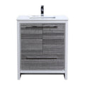 30 in. Ash Gray Bathroom Vanity with White Quartz Counter Top O351806