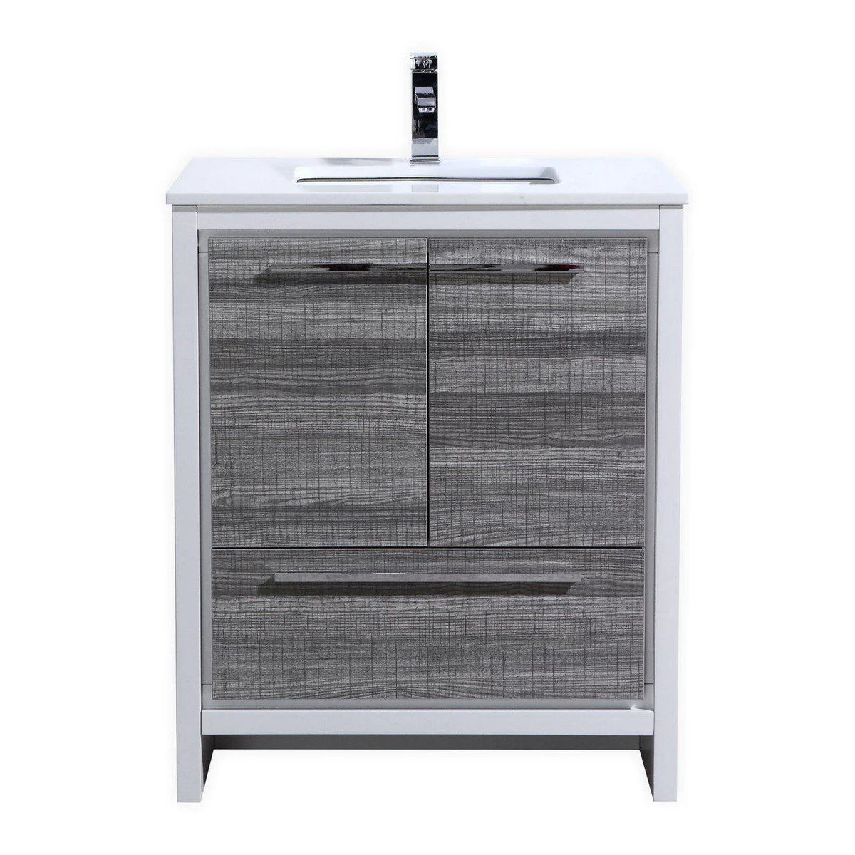 30 in. Ash Gray Bathroom Vanity with White Quartz Counter Top O351806