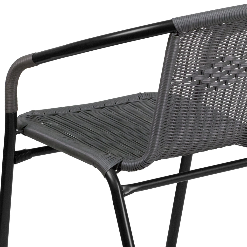 2 Pack Gray Rattan Stack Chair S9885