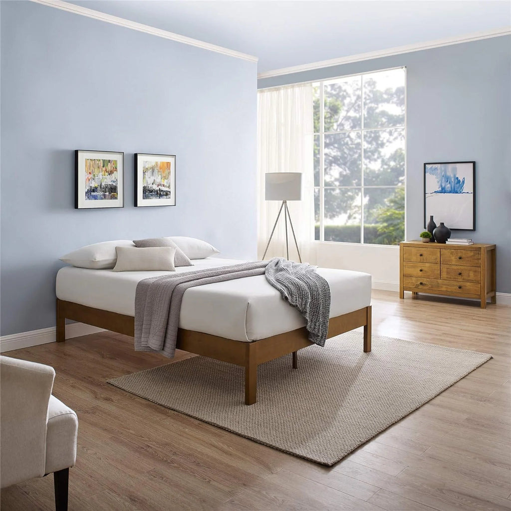 Queen Antique Espresso Wood Platform Bed Frame H3193