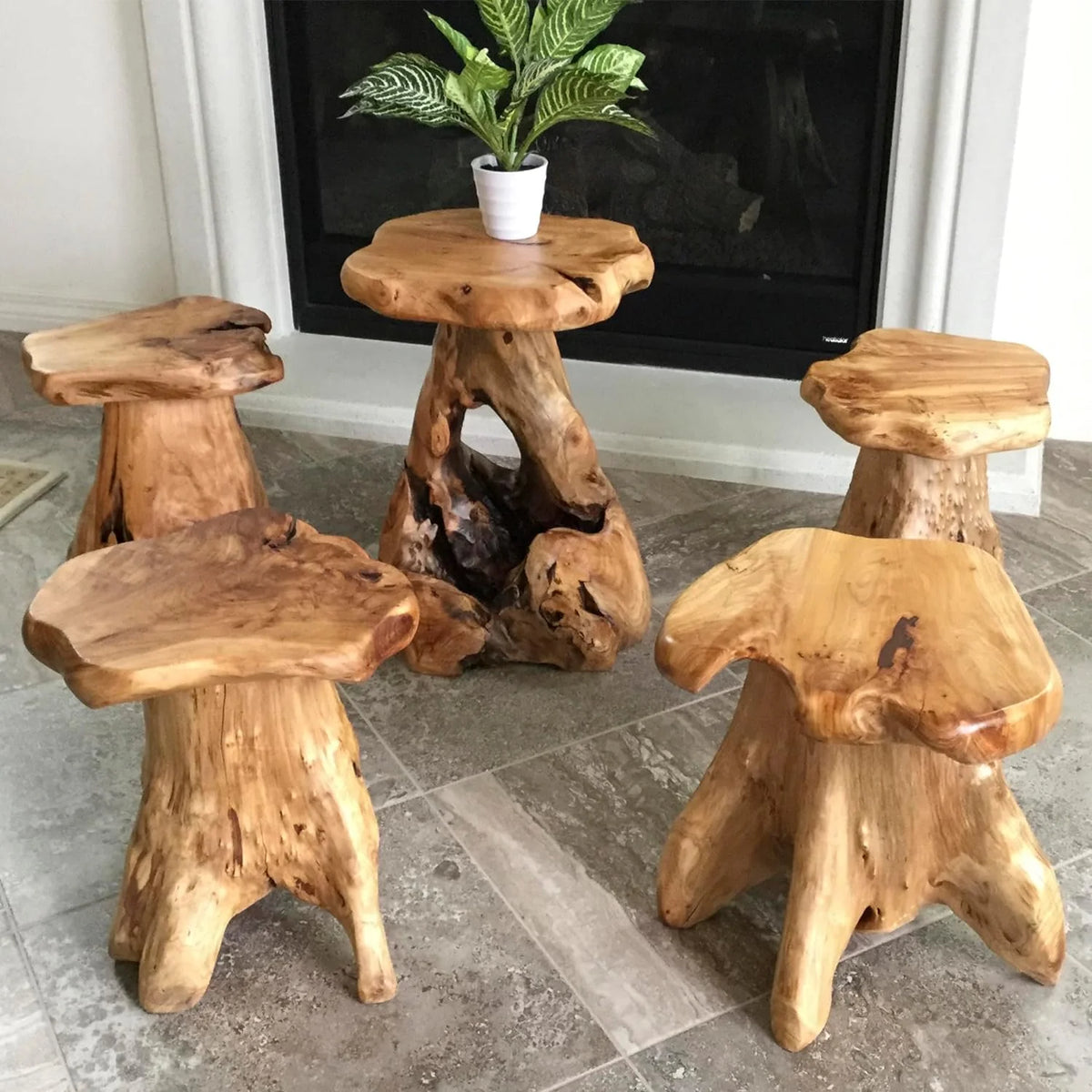 Cedar Wooden Live Edge Side Table M1539