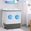 Portable Automatic Washing Machine 10lbs Twin Tub Compact Washer with Spin Dryer White V48294