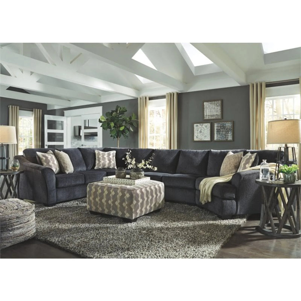 Gray Oversized Fabric Accent Ottoman Z3490