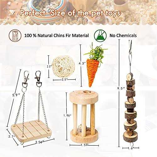 Hamster Chew Toys Set Small Animal Molar Toys Teeth Care Wooden Accessories S5444