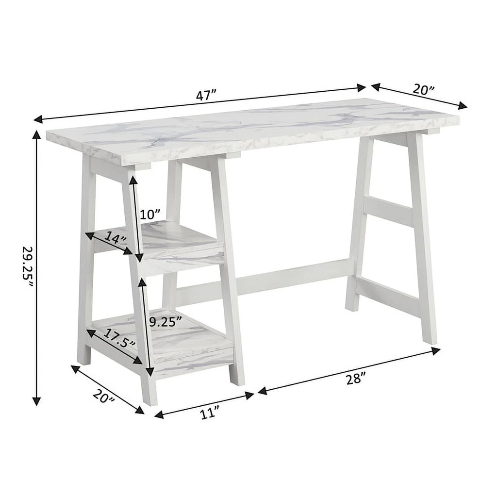 White Trestle Desk with Shelves V519784