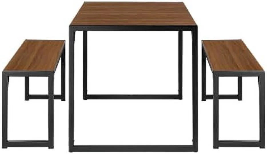 3-Piece Kitchen Dining Table Set Dark Brown & Black M705