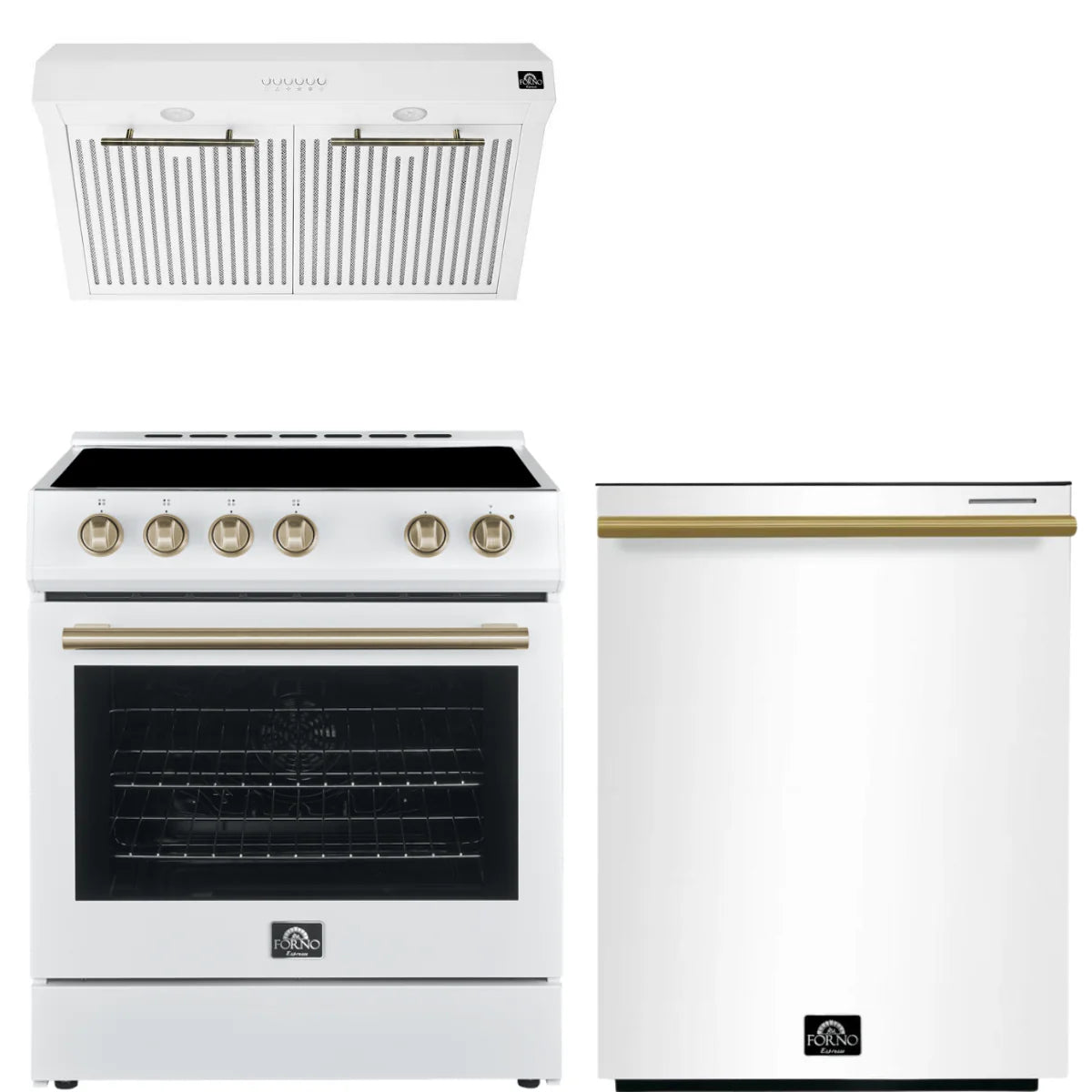 30 Electric Range, Range Hood and Dishwasher in White D374771