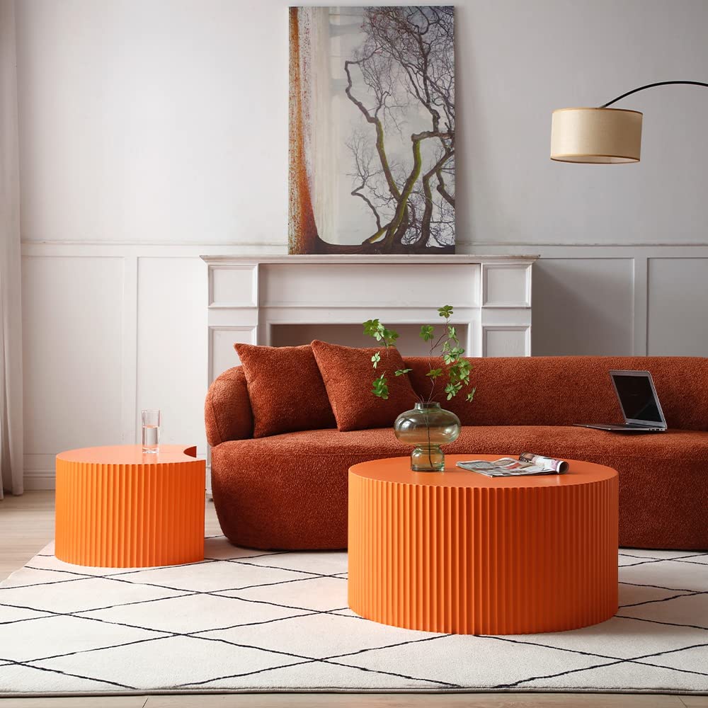 Black Round Wooden Nesting Coffee Table Set of 2 X271464
