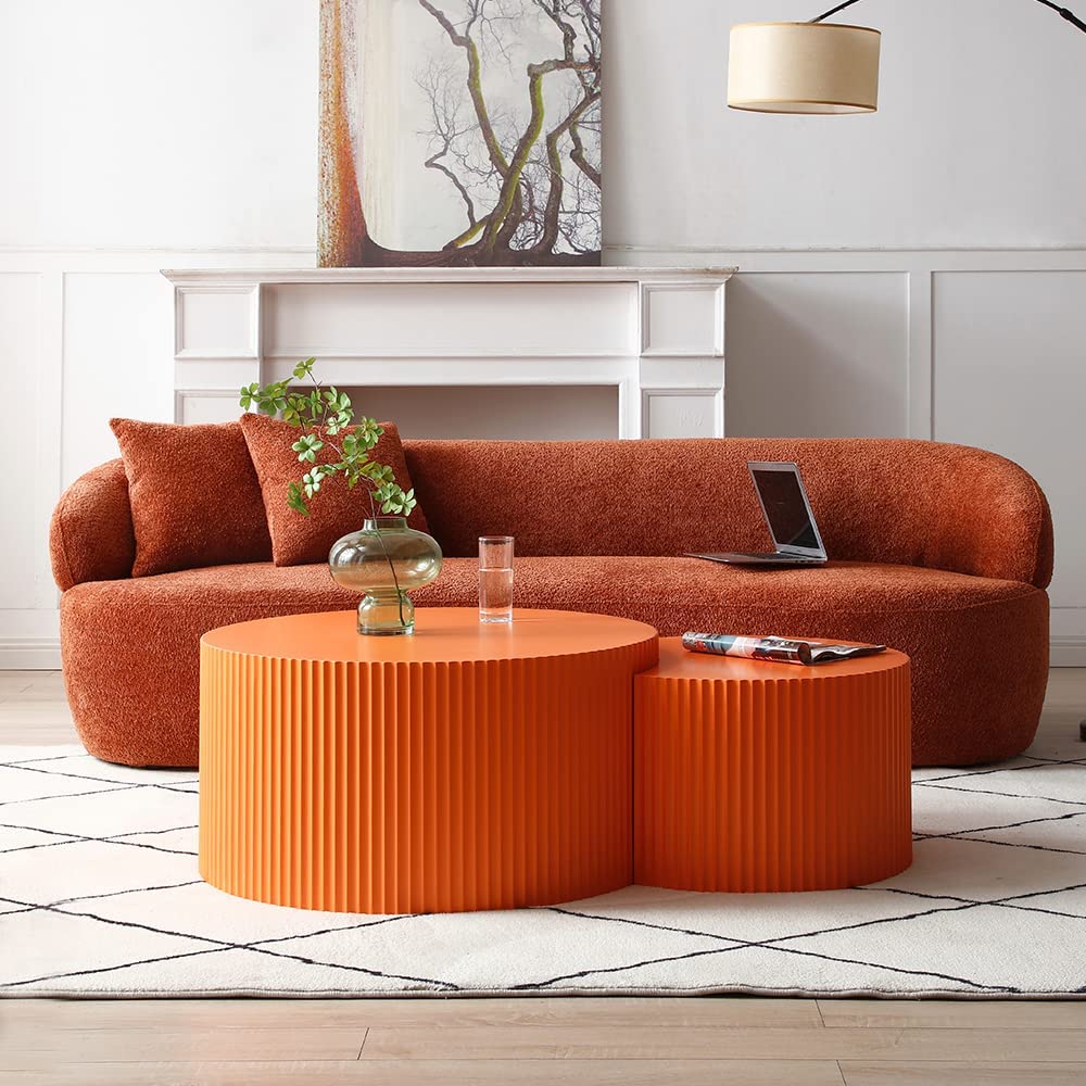 Black Round Wooden Nesting Coffee Table Set of 2 X271464