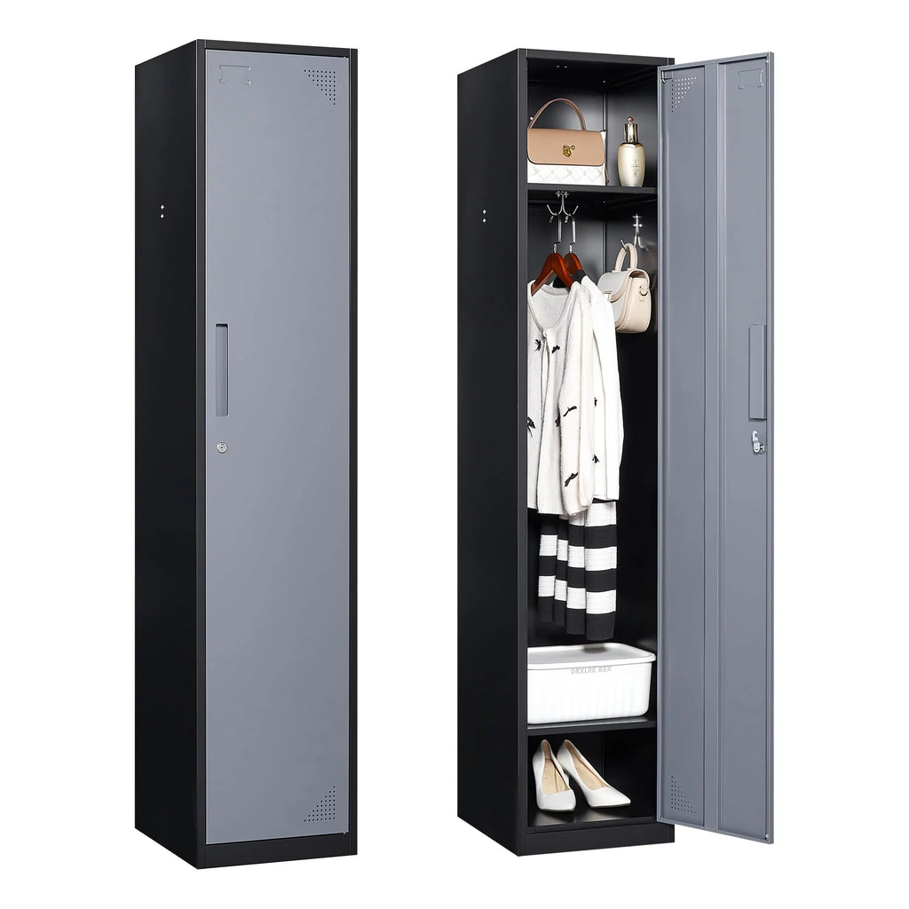 71" Gray Steel Storage Cabinet with Door E942