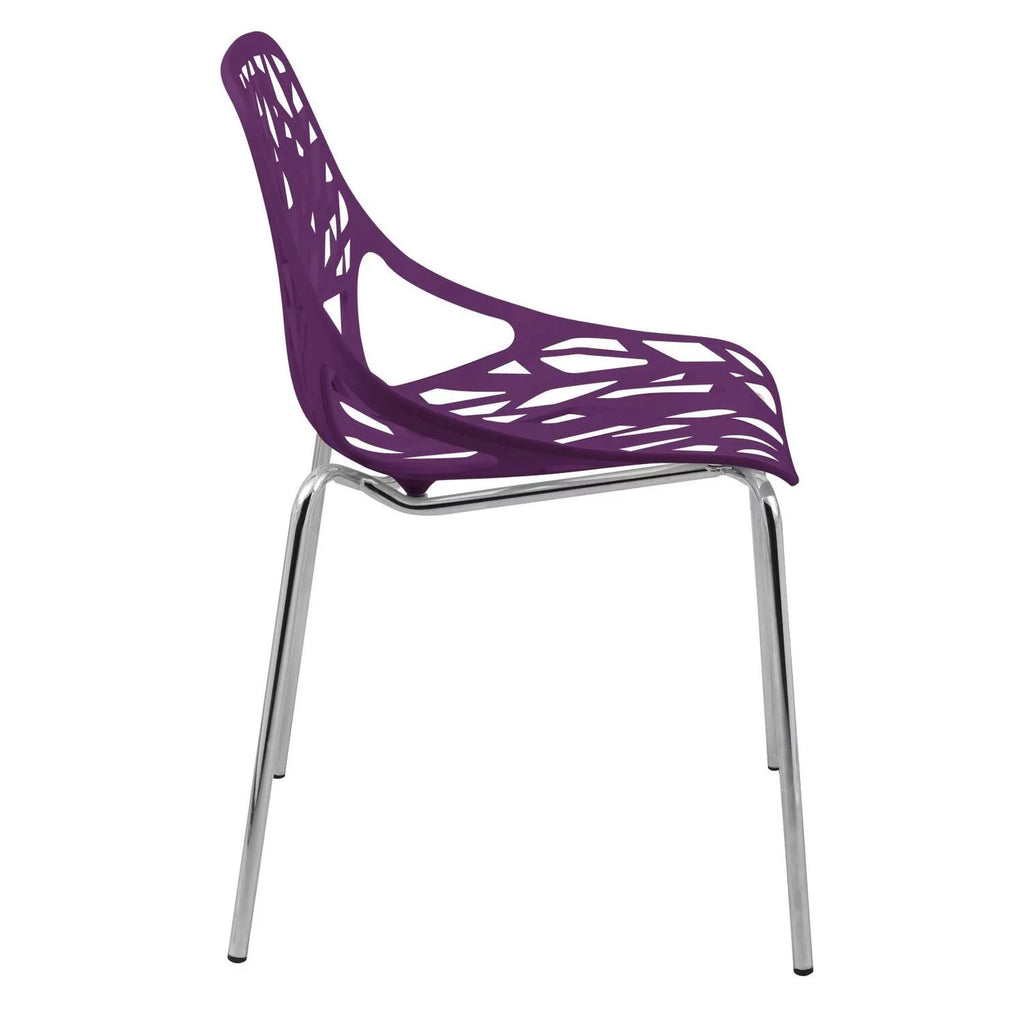 Vintage Modern Dining Chair with Chromed Legs Set of 2 U43053