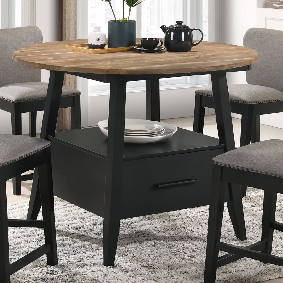 Round Counter Height Table Yukon Oak and Black N9664