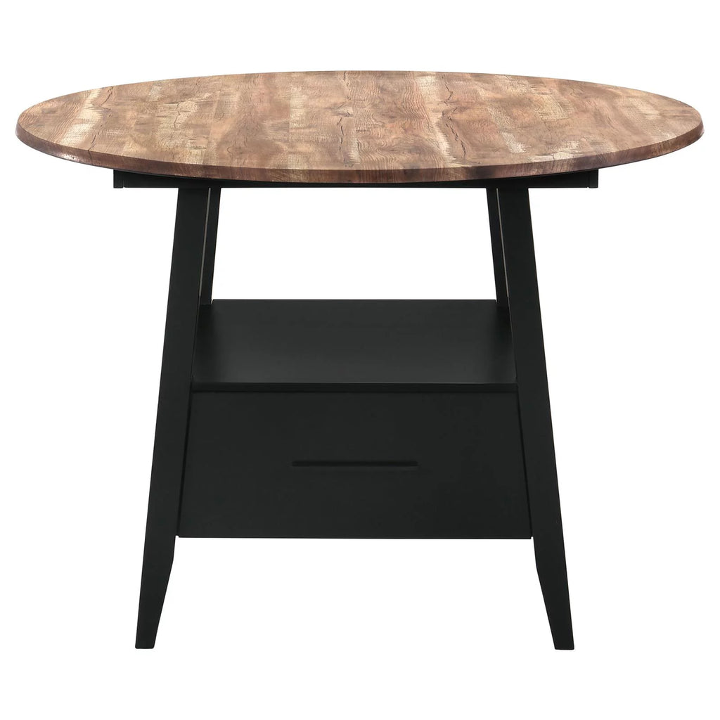 Round Counter Height Table Yukon Oak and Black N9664