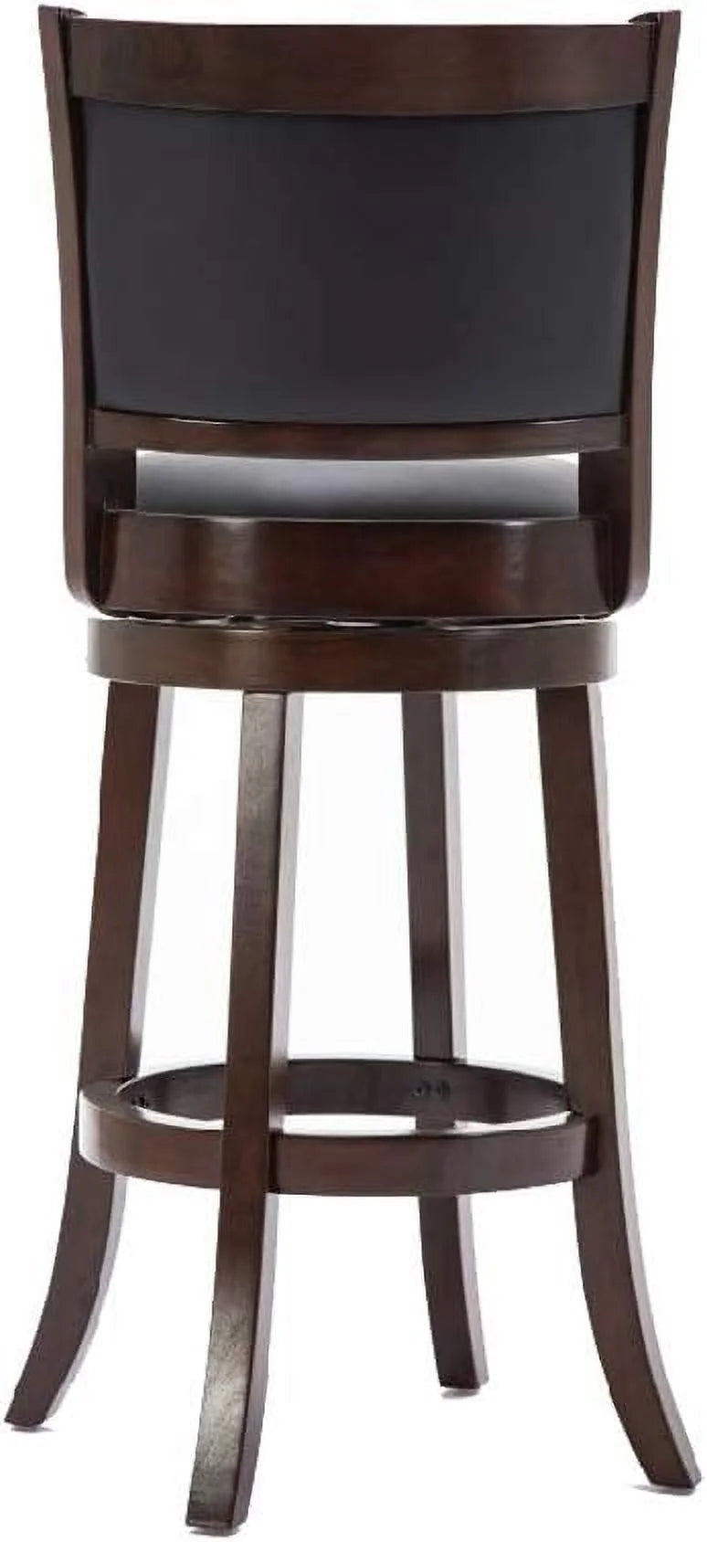 Brown Wooden Swivel Barstool With Padded Seat And Back W394017