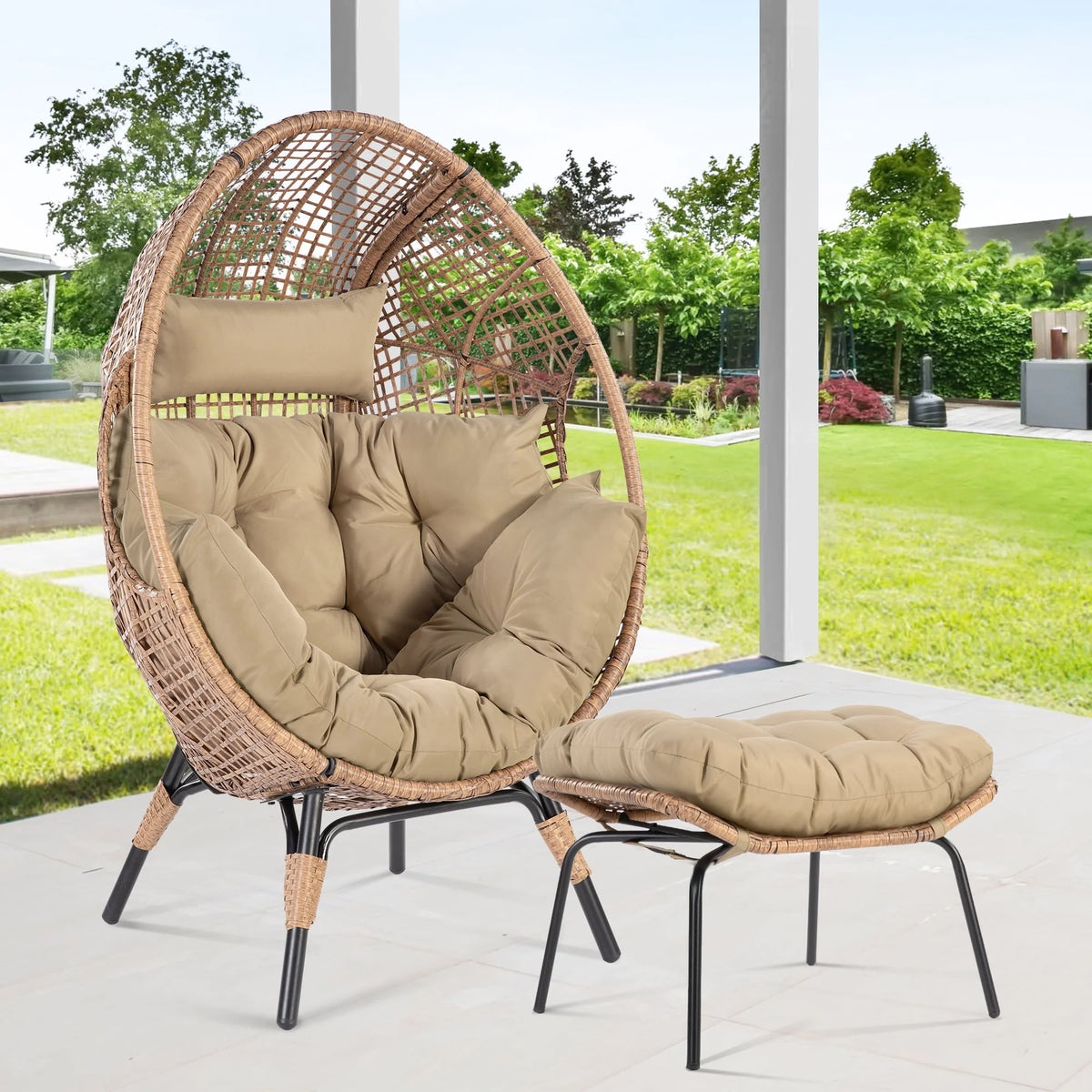 Yellow Wicker Egg Chair 440lb R48245