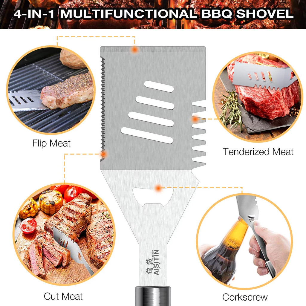 35 Pcs BBQ Grill Accessories Set with Thermometer, Fork, Tongs R5942