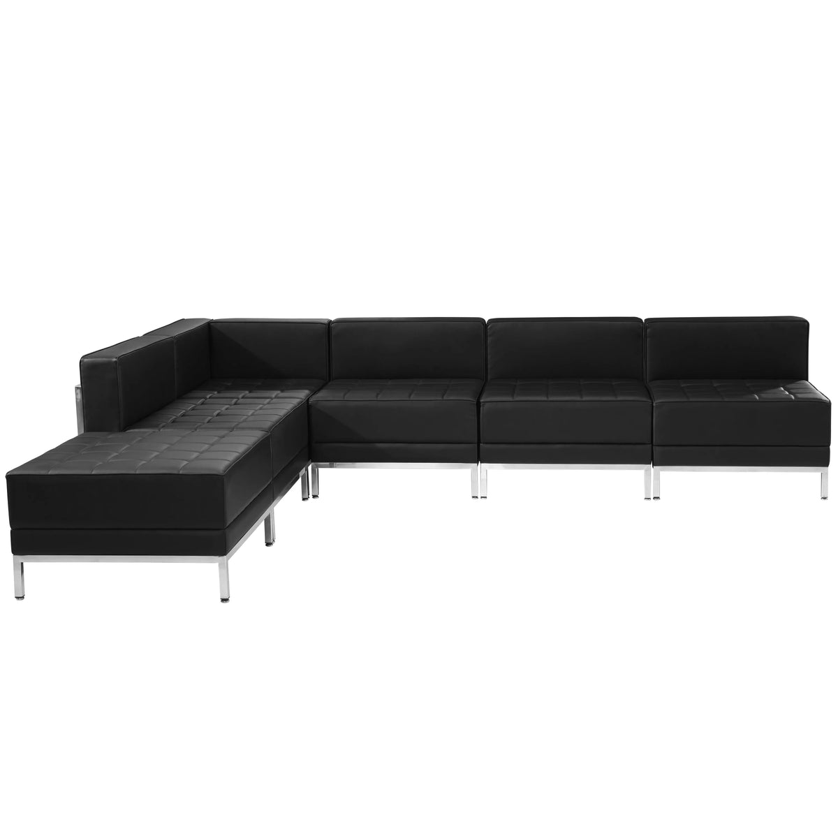 Black LeatherSoft 6 Pieces Sectional U366