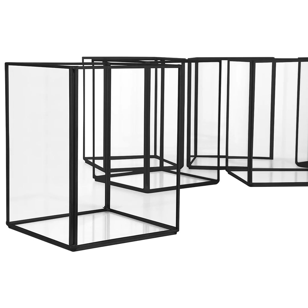Black Geometric Hurricane Candle Holder Set of 6 F62000