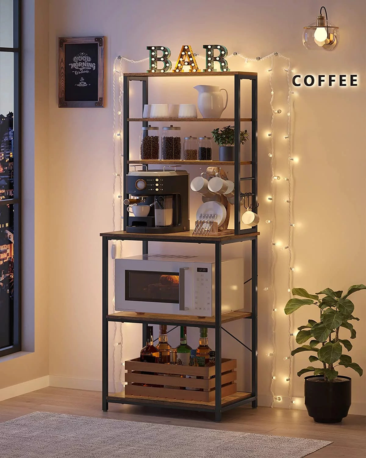 6-Tier Kitchen Shelves with 6 Hooks E6137