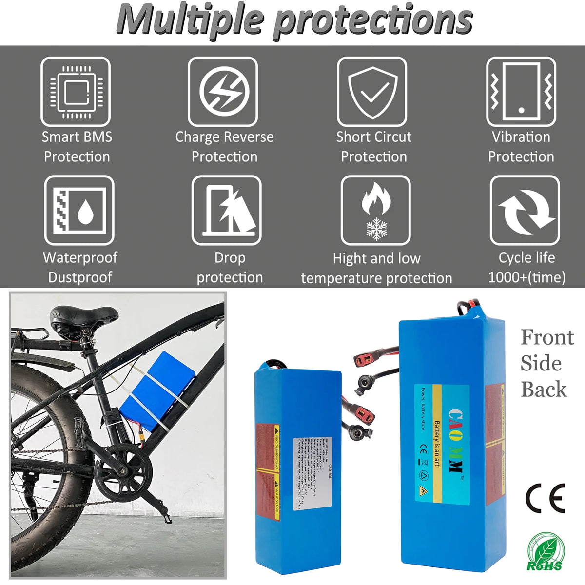 48V 10AH Lithium Ebike Battery with 5A Charger T817