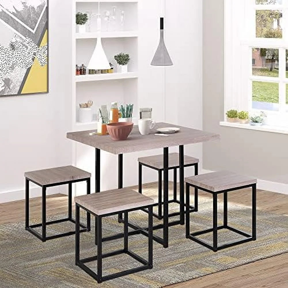 5 Piece Walnut Dining Table Set for 4 T210