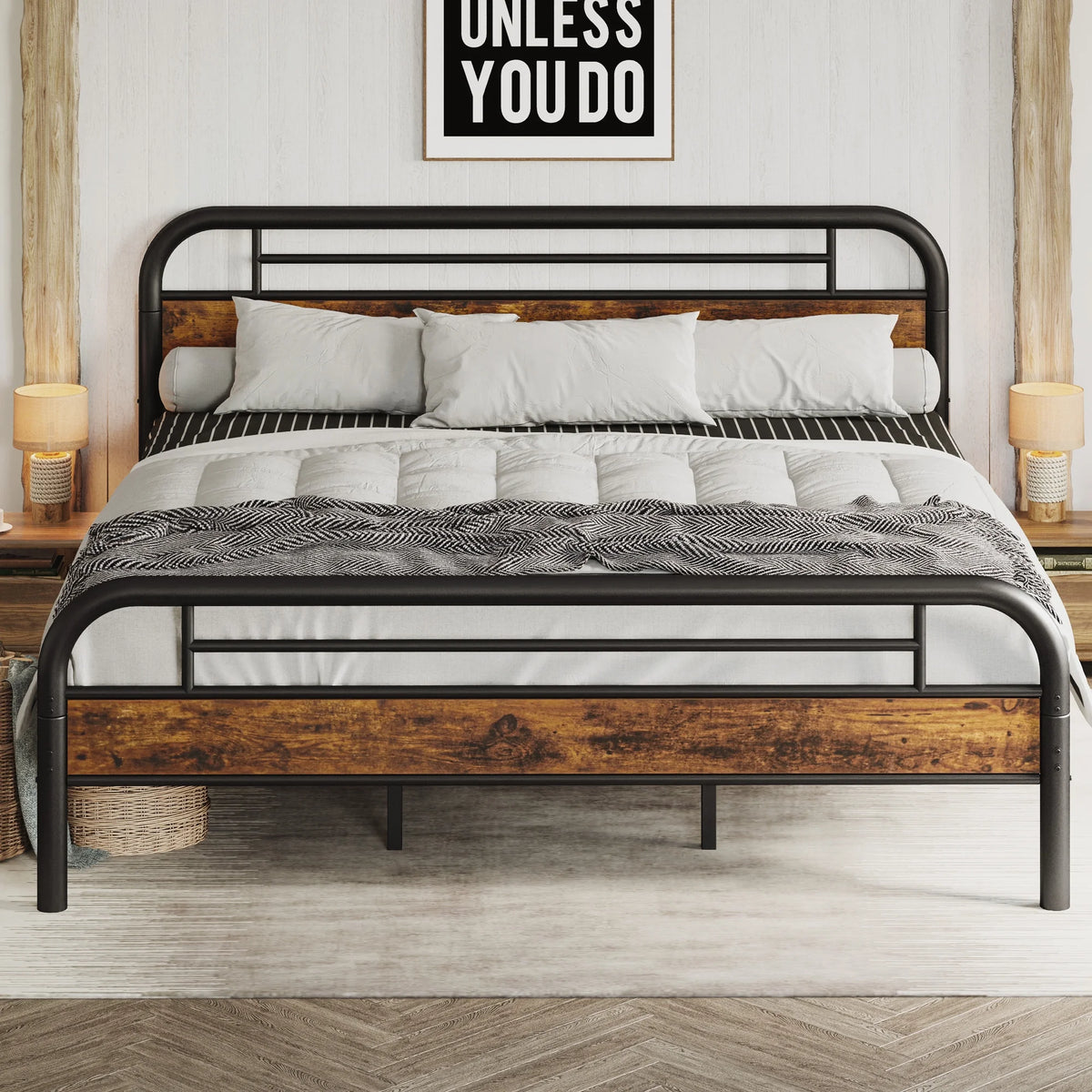King Platform Bed Frame with Headboard M29427