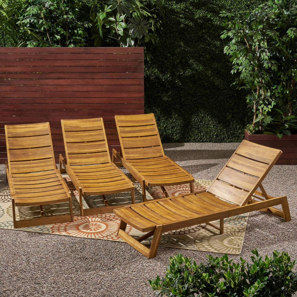 Acacia Wood Chaise Lounge Set of 4 H875