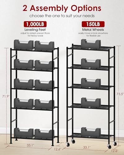 5 Tier Metal Storage Shelves with Wheels A59185