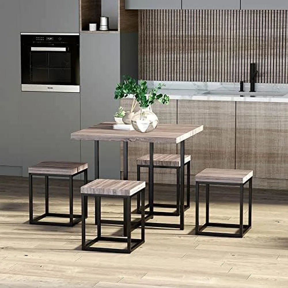 5 Piece Walnut Dining Table Set for 4 T210