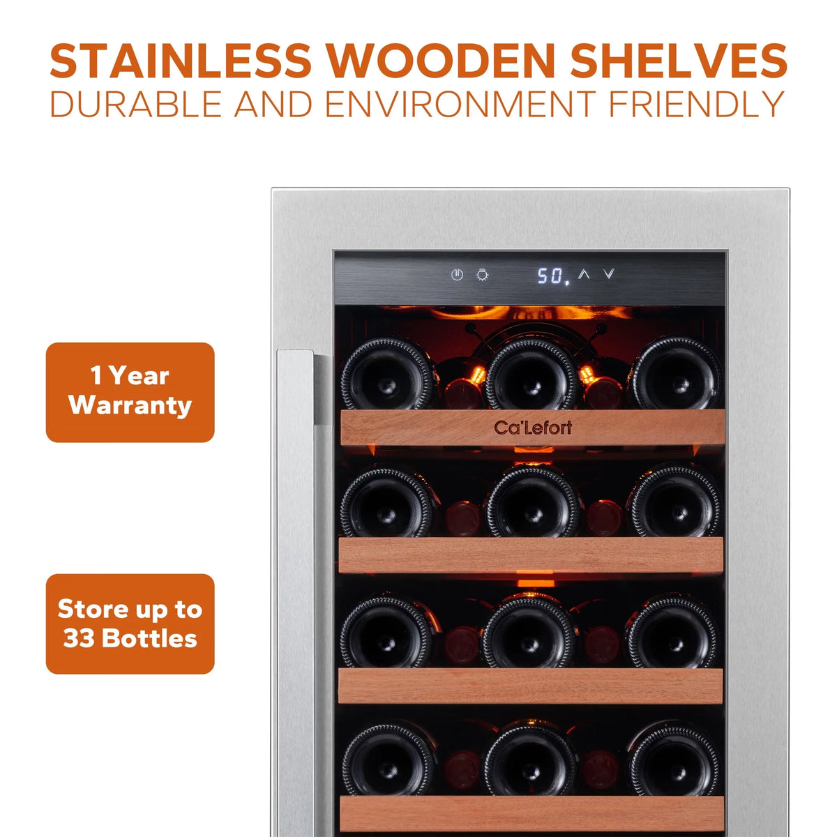 24 inch 54 Bottle Stainless Steel Wine Cooler O381