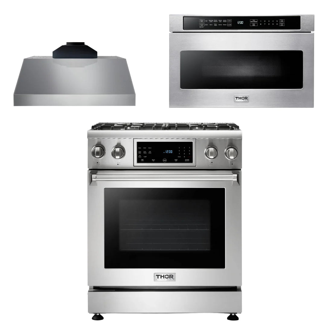 30 Gas Range, Range Hood, Microwave A3748